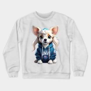 Chic in Blue: Whiskers the White Chihuahua's Enchanting Disney Tale! Crewneck Sweatshirt